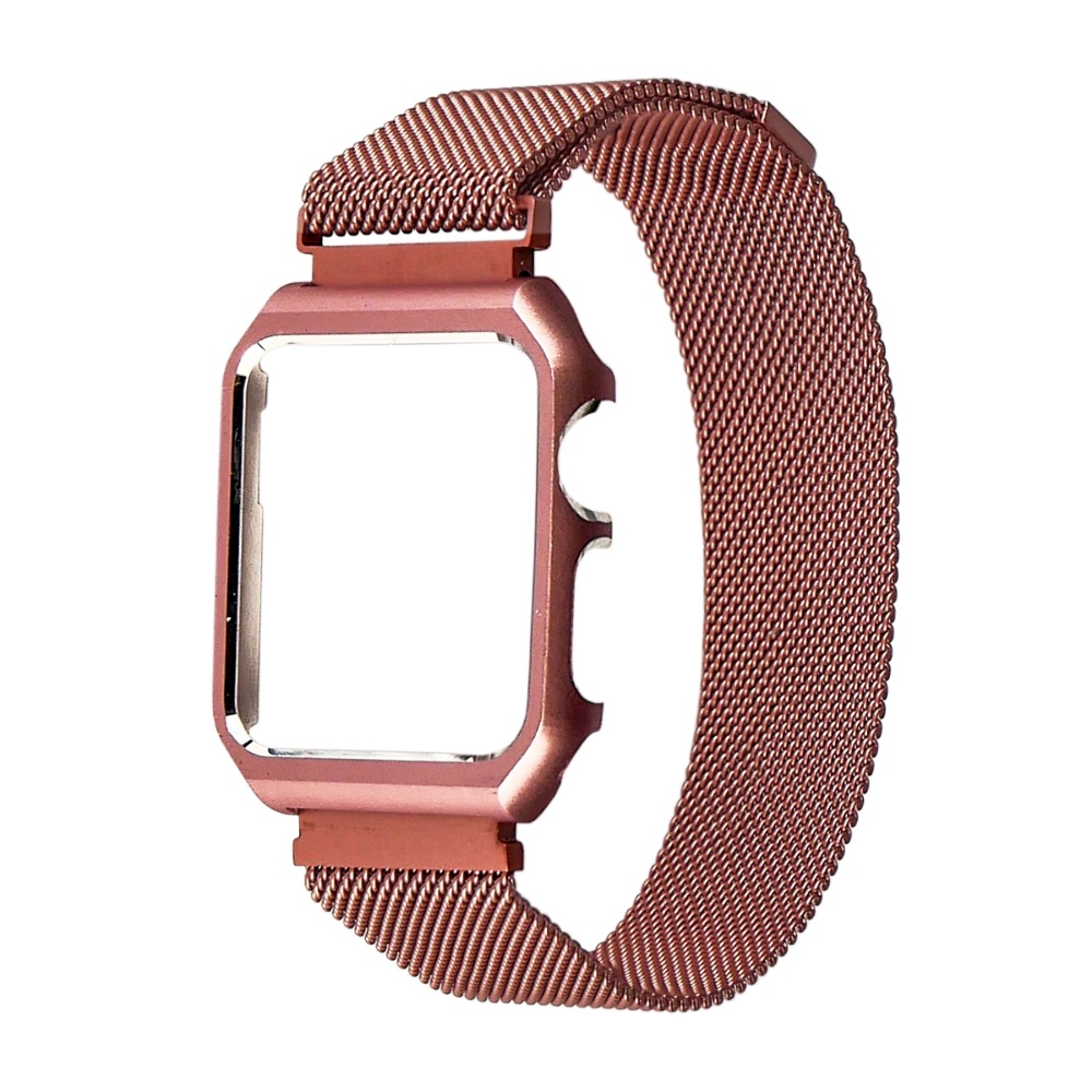 Ремешок Миланская петля с защитной рамкой для Apple Watch 44mm розовый ...