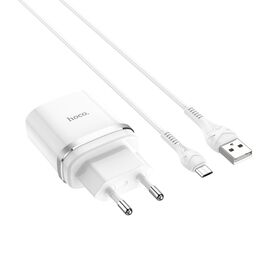 Сетевое зарядное устройство Hoco C12Q USB QC 18W белое + кабель USB to MicroUSB