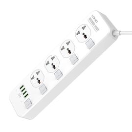 Фото 1. Мережевий зарядний пристрій подовжувач Ldnio SC4408EU 4 USB 4 розетки 2m білий | Yuca.com.ua