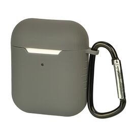 Чехол силиконовый с карабином для Apple AirPods/ AirPods 2 цвет  02 серый