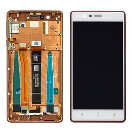 Фото 1. Дисплей для Nokia 3 з білим тачскріном і мідною корпусною рамкою | Yuca.com.ua