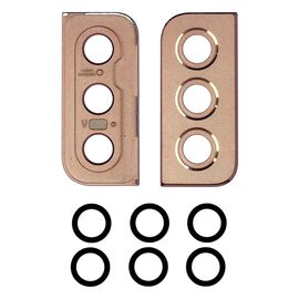 Стекло камеры для Samsung G991 Galaxy S21 (2021) (комплект 3 шт.) с розовой рамкой