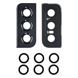 Стекло камеры для Samsung G991 Galaxy S21 (2021) (комплект 3 шт.) с чёрной рамкой