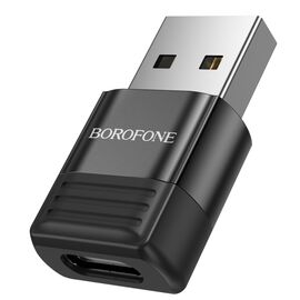 Фото 1. Адаптер перехідник Borofone BV18 ​​Type-C to USB 2.0 чорний | Yuca.com.ua
