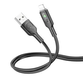 Фото 1. Кабель Hoco U120 з індикатором USB to Lightning 1.2m black | Yuca.com.ua