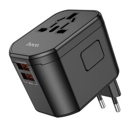 Фото 1. Мережевий зарядний пристрій Hoco AC15 2 USB/ Type-C PD QC 20W чорний | Yuca.com.ua