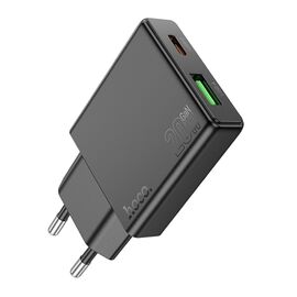 Сетевое зарядное устройство Hoco N38 USB/ Type-C QC PD 20W черное