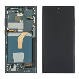 Дисплей для Samsung S908B Galaxy S22 Ultra с чёрным тачскрином и зелёной корпусной рамкой OLED