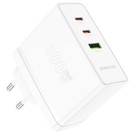 Фото 1. Мережевий зарядний пристрій Borofone BN11 USB/ 2 Type-C QC PD 100W білий | Yuca.com.ua