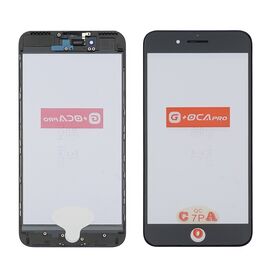 Стекло тачскрина с OCA плёнкой для Apple iPhone 7 Plus чёрное с рамкой и сеточкой G+OCA Pro