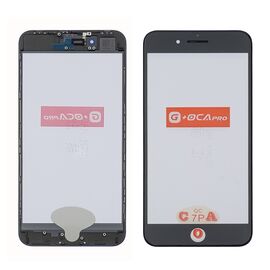 Стекло тачскрина с OCA плёнкой для Apple iPhone 8 Plus чёрное с рамкой и сеточкой G+OCA Pro