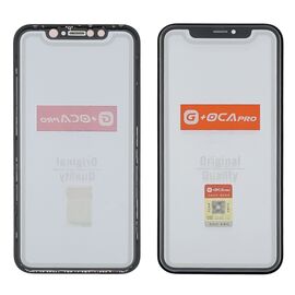 Стекло тачскрина с OCA плёнкой для Apple iPhone XR чёрное с рамкой и сеточкой G+OCA Pro