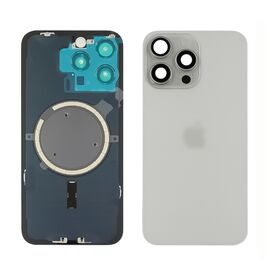 Фото 1. Заднє скло корпусу Apple iPhone 15 Pro Max White Titanium (біле) з рамкою і склом камери | Yuca.com.ua