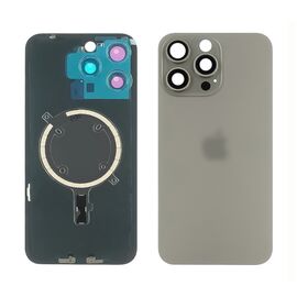 Фото 1. Заднє скло корпусу Apple iPhone 15 Pro Max Natural Titanium (сіре) з рамкою і склом камери | Yuca.com.ua