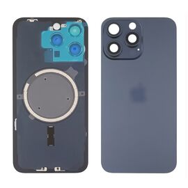 Фото 1. Заднє скло корпусу Apple iPhone 15 Pro Max Blue Titanium (синє) з рамкою і склом камери | Yuca.com.ua
