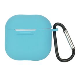 Чехол силиконовый с карабином для Apple AirPods 4 цвет  10 небесно-голубой