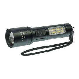 LED фонарик аккумуляторный Kongjiangbing KJB-182 380 lm, металлический, с боковой подсветкой 1200 mAh, Type-C, black