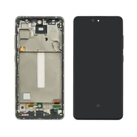 Дисплей для Samsung A525 Galaxy A52 (2020) с чёрным тачскрином и серебристой корпусной рамкой OLED