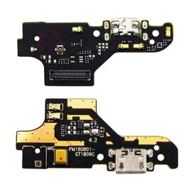 Разъём зарядки для Meizu M6T на плате с микрофоном и компонентами