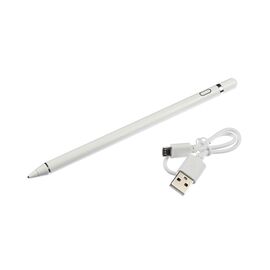Фото 1. Стилус ємнісний, високоточний, активний, з вбудованою батареєю, алюмінієвий, білий, з кнопкою Увімк./ Вимк. | Yuca.com.ua