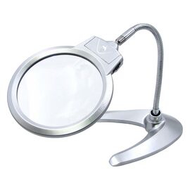 Фото 1. Лупа подвійна на гнучкій нозі з підставкою MG4B-10 з LED-підсвічуванням (велика лупа d=125мм, 2x; мала лупа d=26мм, 5x) | Yuca.com.ua