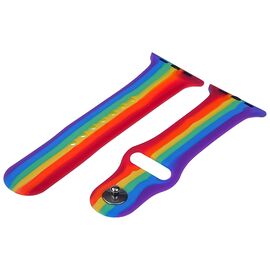 Ремешок силиконовый Rainbow для Apple Watch Sport Band 42/ 44mm радуга размер L