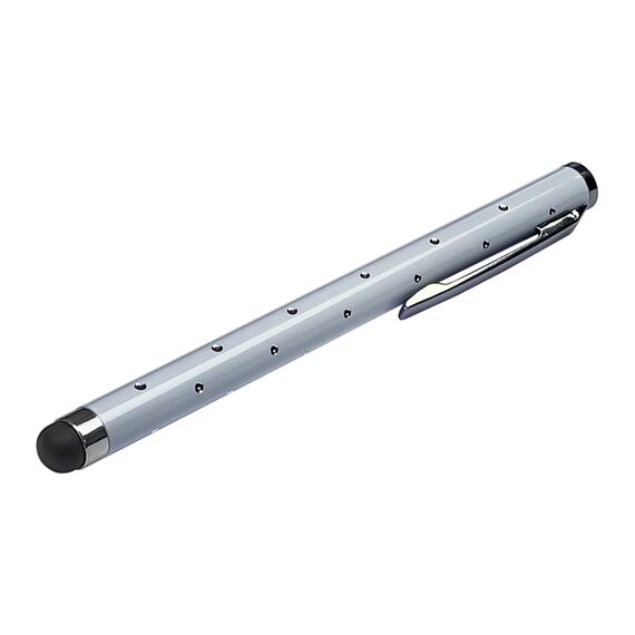 Фото 1. Стилус ємнісний, алюмінієвий, з кристалами, білий | Yuca.com.ua