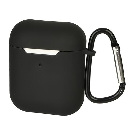 Фото 1. Чохол силіконовий з карабіном для Apple AirPods/ AirPods 2 колір 01 чорний | Yuca.com.ua