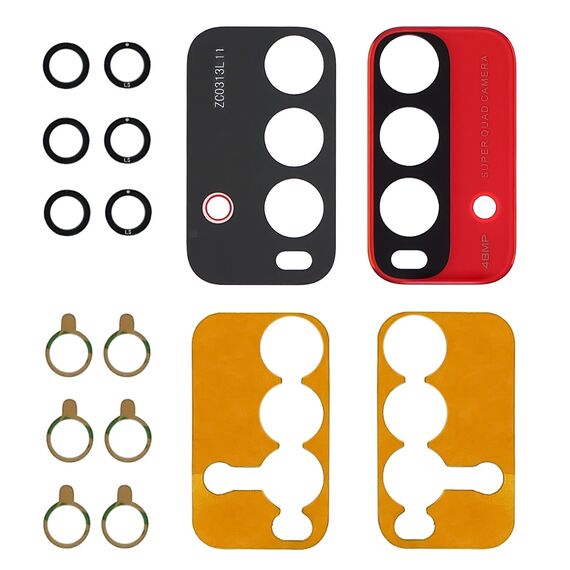 Фото 1. Скло камери для Xiaomi Redmi 9T (комплект 3 шт.) з оранжевою рамкою | Yuca.com.ua