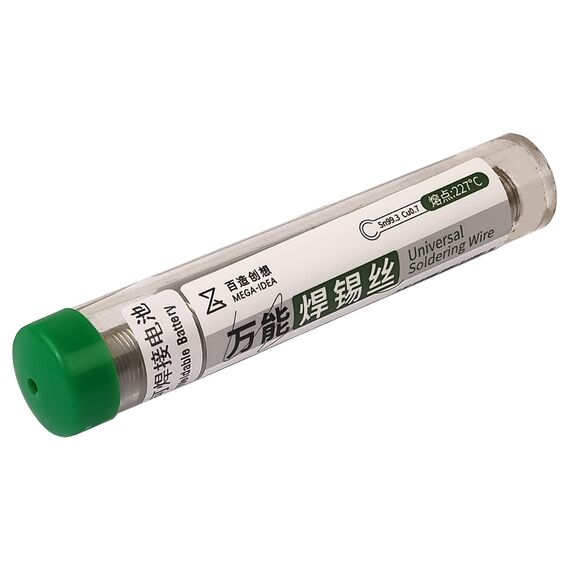 Фото 1. Припій для паяння контактів АКБ безсвинцевий Mega-Idea Lead Free (1.0x1770мм, 10г, Sn 99.3%, Cu 0.7%, t плавлення 227°C) | Yuca.com.ua