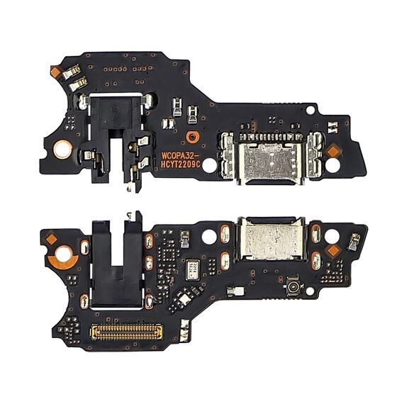 Фото 1. Роз'єм зарядки для Oppo A32 на платі з мікрофоном та компонентами | Yuca.com.ua
