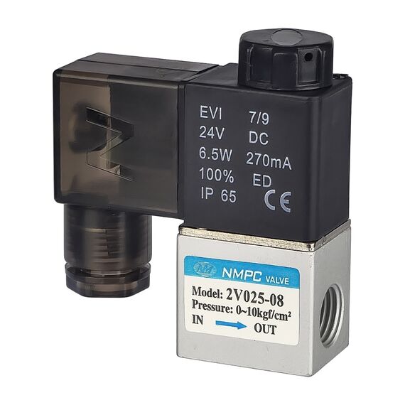 Фото 1. Пневматичний електромагнітний клапан 2V025-08, тиск 0-1 MPa, DC-24V | Yuca.com.ua