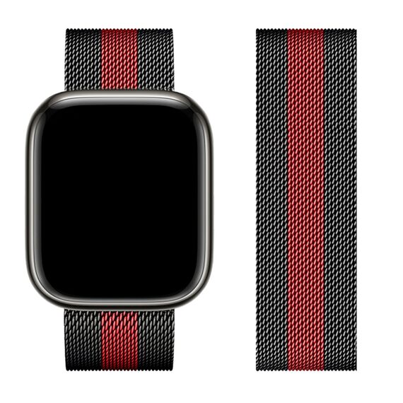 Фото 1. Ремінець металевий Hoco iWatch WA03 milanese steel 38/ 40/ 41mm black and red | Yuca.com.ua