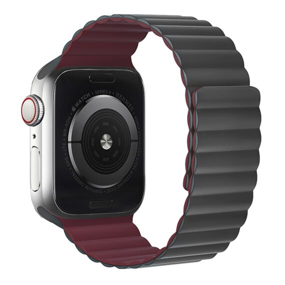 Фото 1. Ремінець силіконовий Hoco iWatch WA07 magnetic 42/ 44/ 45/ 49mm grey red wine | Yuca.com.ua