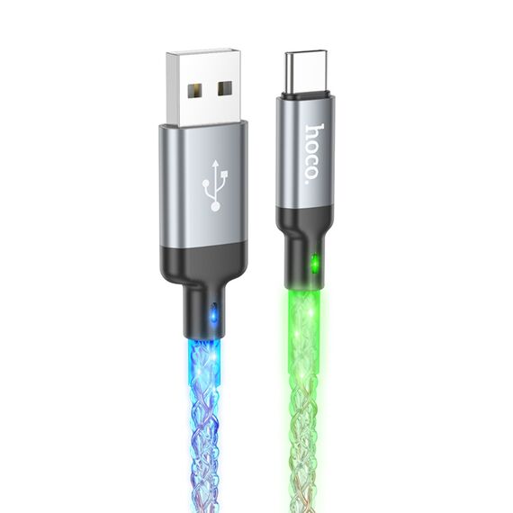 Фото 1. Кабель Hoco U112 з підсвічуванням USB to Type-C 1m grey | Yuca.com.ua
