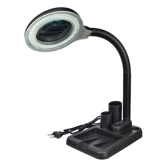 Фото 1. Лупа подвійна на гнучкій нозі з підставкою 808 з LED-підсвічуванням 220V (велика лупа d=90мм, 3x; мала лупа d=20мм, 5x) | Yuca.com.ua