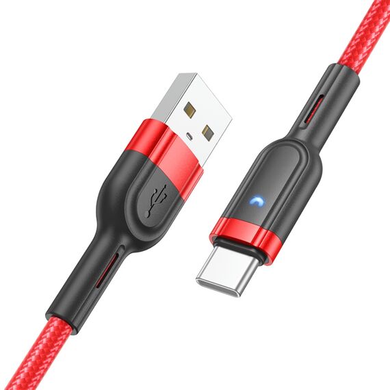 Фото 1. Кабель Hoco U117 з індикатором USB to Type-C 1.2m red | Yuca.com.ua