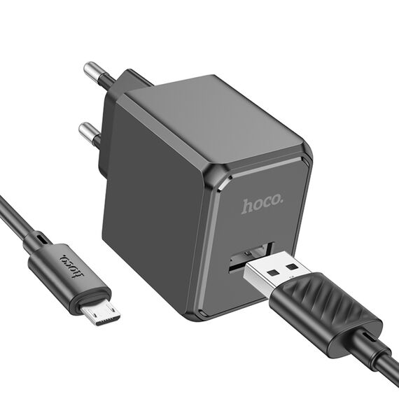 Фото 1. Мережевий зарядний пристрій Hoco CS11A USB чорний + кабель USB to MicroUSB | Yuca.com.ua