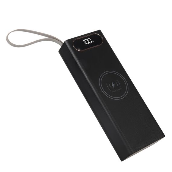 Фото 1. Корпус Multi-powerbank L20, під елементи 18650 до 20 шт, 22.5+15W, з бездротовою зарядкою і ліхтарем, чорний | Yuca.com.ua