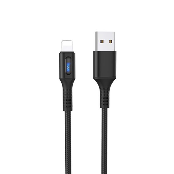 Фото 1. Кабель Hoco U79 з індикатором USB to Lightning 1.2m black | Yuca.com.ua