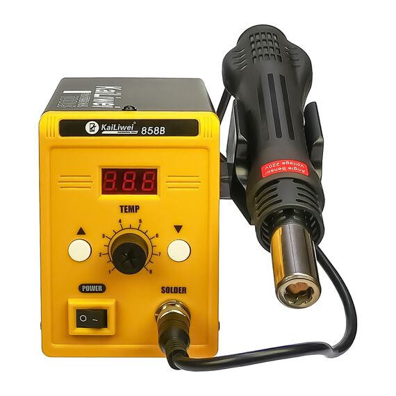 Фото 1. Паяльна станція KaiLiwei 858B, фен з датчиком нахилу, цифрова індикація (220V, 700W) | Yuca.com.ua