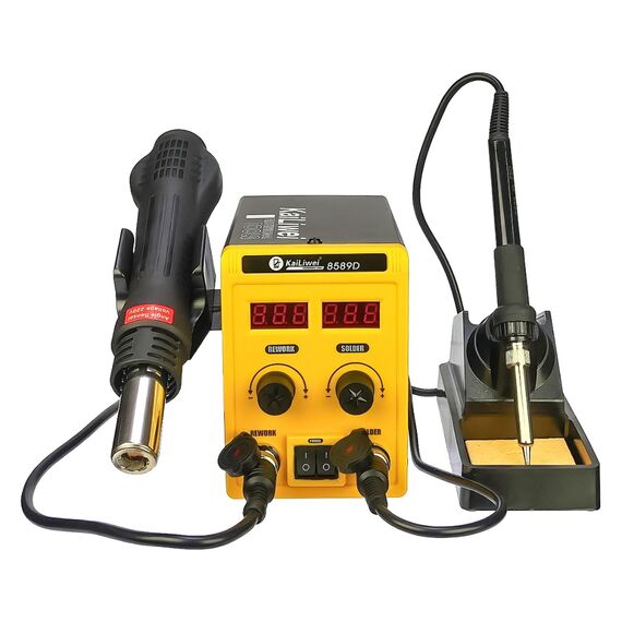 Фото 1. Паяльна станція KaiLiwei 8589D, фен з датчиком нахилу (700W), паяльник з термоелементом Hakko (60W), цифрова індикація | Yuca.com.ua