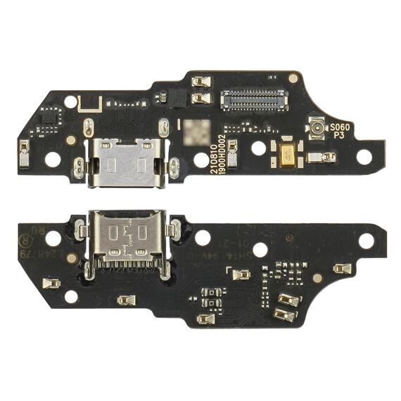 Фото 1. Роз'єм зарядки для Motorola E20 на платі з мікрофоном та компонентами | Yuca.com.ua