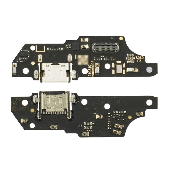 Фото 1. Роз'єм зарядки для Motorola E40 на платі з мікрофоном та компонентами | Yuca.com.ua