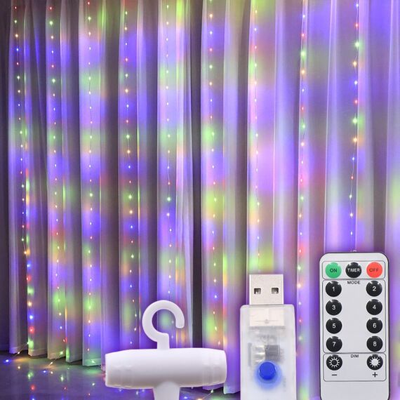 Фото 1. Світлодіодна гірлянда USB штора RGB, 3x2 м, 8 режимів, з пультом | Yuca.com.ua