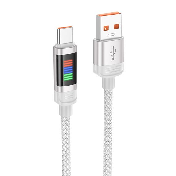 Фото 1. Кабель Hoco U126 з індикатором USB to Type-C QC 27W 1.2m grey | Yuca.com.ua