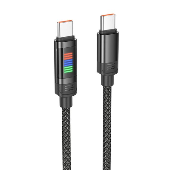 Фото 1. Кабель Hoco U126 з індикатором Type-C to Type-C PD 100W 1.2m black | Yuca.com.ua