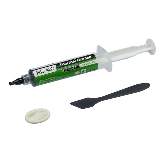 Фото 1. Термопаста силіконова Relife RL-407, 20г у шприці, чорна, теплопровідність 6 W/mK | Yuca.com.ua