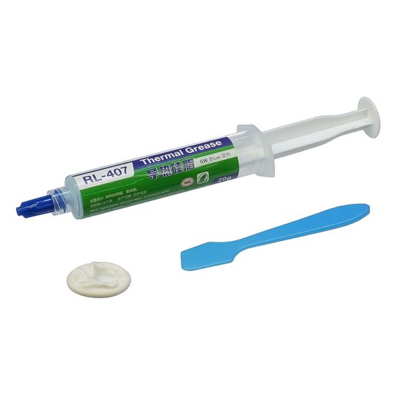 Фото 1. Термопаста силіконова Relife RL-407, 20г у шприці, синя, теплопровідність 6 W/mK | Yuca.com.ua