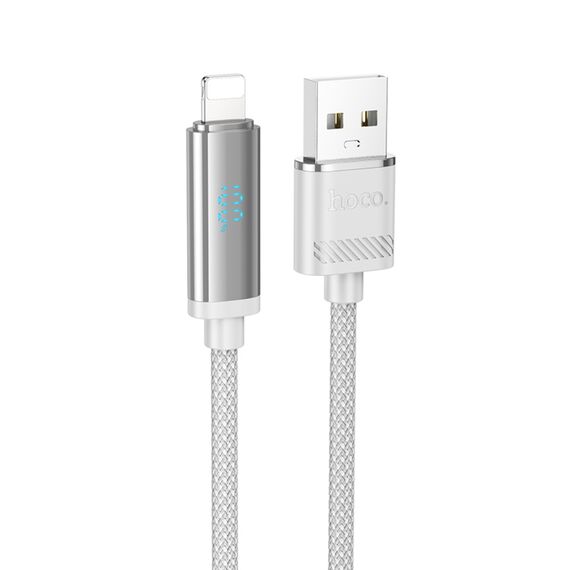 Фото 1. Кабель Hoco U127 з дисплеєм USB to Lightning 1.2m silver gray | Yuca.com.ua